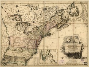 Mapa de los Estados Unidos de América tras el Tratado de Paz de 1783.