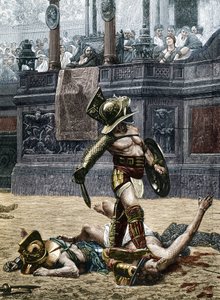 Gladiadores en la arena romana