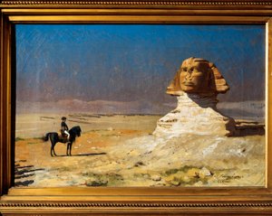 El general Napoleón Bonaparte (1769-1821) ante la Esfinge de Guiza en Egipto durante la campaña egipcia (1798-1801) de Jean Leon Gerome