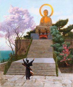 Japoneses implorando a una divinidad