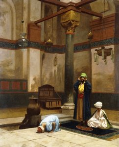 Tres personas rezando en la esquina de una mezquita de Jean Leon Gerome