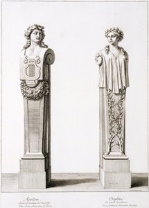Bustos de Apolo y Dafne de Louis Lerambert en Versalles de Jean Lepautre