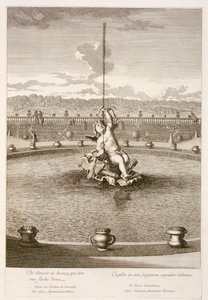 Fuente con cupido disparando una flecha de chorro de agua, diseñada por Louis Lerambert, en Versalles