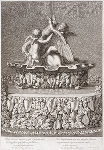 Fuente con dos cupidos jugando con un grifo, por Benoit Massou, en Versalles de Jean Lepautre