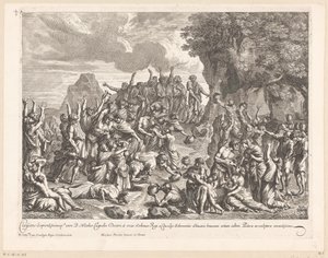 Moisés saca agua de la roca de Jean Lepautre