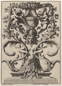 Ornamento con una mujer convirtiéndose en follaje de Jean Lepautre