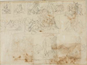 Once bocetos de composición de Jean Louis André Théodore Géricault