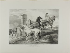 Caballos que van a una feria, lámina 3 de Varios temas dibujados del natural y en piedra (The English Suite) de Jean Louis André Théodore Géricault