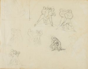 Siete bocetos de parejas de boxeadores o luchadores de Jean Louis André Théodore Géricault
