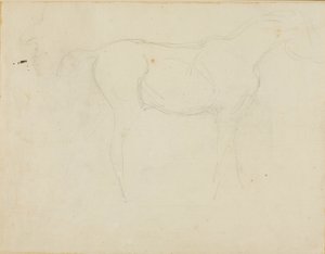 Boceto de un caballo mirando a la derecha y caricatura de perfil de Jean Louis André Théodore Géricault