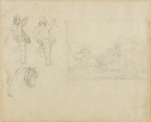 Bocetos de postillones y una diligencia de Jean Louis André Théodore Géricault