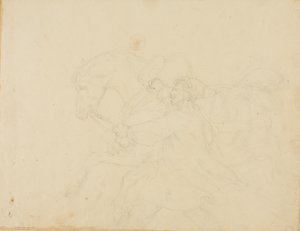 Mozo de cuadra corriendo junto a un caballo de tiro de Jean Louis André Théodore Géricault