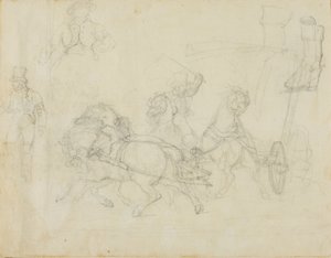 La diligencia tirada por cinco caballos y otros bocetos de Jean Louis André Théodore Géricault