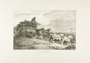 El vagón de carbón, lámina 7 de Varios temas dibujados del natural sobre piedra de Jean Louis André Théodore Géricault