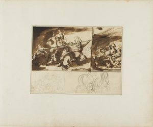 Tres bocetos de una batalla ecuestre y un boceto de dos de Jean Louis André Théodore Géricault
