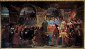 El rey Luis XII proclamado padre del pueblo en los Estados Generales de Tours el 14 de mayo de 1506. Este título se le otorga porque redujo el tamaño del impuesto pagado por los plebeyos de Jean Louis Bezard