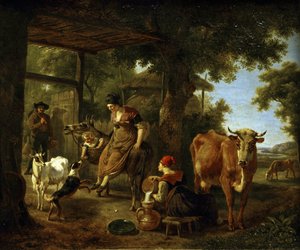 En la granja. Una escena de la vida rural de Jean Louis Demarne