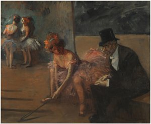 Bailarina con un Admirador detrás del Escenario de Jean Louis Forain