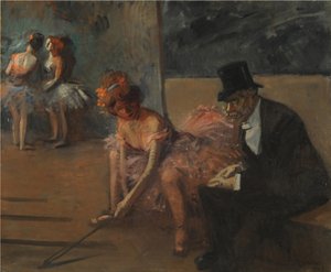 Bailarina y admirador detrás del escenario de Jean Louis Forain