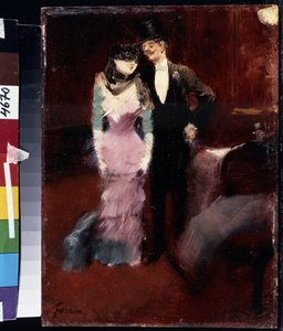 Salida de un baile de máscaras en la Ópera de París. Pintura de Jean-Louis Forain (Jean Louis Forain de Jean Louis Forain