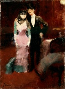 Saliendo de un Baile de Máscaras en la Ópera de París, finales del siglo XIX o principios del siglo XX