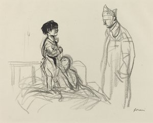 Madre e Hijo Visitados por Soldado en el Hospital, c. 1914-1919