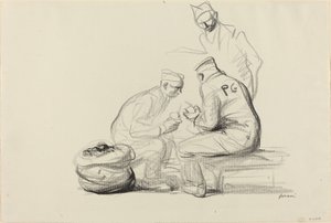 Poilu y prisioneros alemanes, c. 1914-1919 de Jean Louis Forain