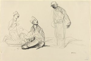 Soldados preparando una comida, c. 1914-1919 de Jean Louis Forain