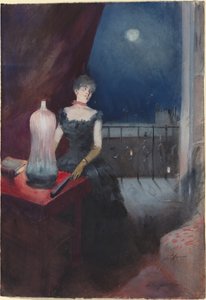 Mujer de pie con un abanico, probablemente 1880-1890 de Jean Louis Forain