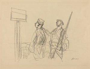 Dos soldados mirando un cartel, probablemente 1918 de Jean Louis Forain