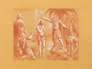 El Bautismo de Cristo (gouache y sanguina sobre papel) de Jean Louis Gampert