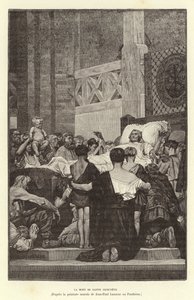 La muerte de Santa Genoveva, c512 (grabado) de Jean Louis Hamon