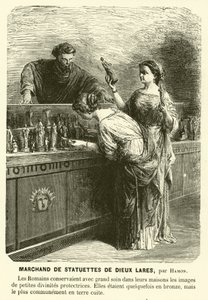 Vendedor de estatuillas de Lares, deidades guardianas romanas antiguas de Jean Louis Hamon