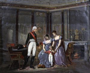 La emperatriz Josefina presenta al zar Alejandro a su hija Hortensia y a su nieto Luis Napoleón,