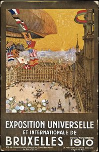 Exposición Mundial e Internacional de Bruselas, cartel de Jean Malvaux. Cromolitografía de Jean Malvaux