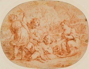 Escena alegórica con niños peleándose de Jean Marc Nattier