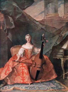 Madame Henriette de Francia en traje de corte tocando una viola da gamba, 1754 de Jean Marc Nattier