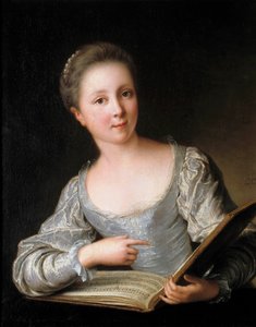 Retrato de una joven leyendo una partitura