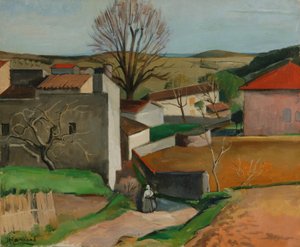 Aldea francesa (óleo sobre lienzo) de Jean Marchand