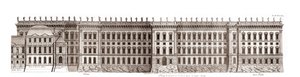 El Louvre en París, proyecto de Gian Lorenzo Bernini: elevación de la fachada principal frente al Sena - De 