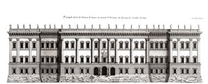El Louvre en París, proyecto de Gian Lorenzo Bernini: elevación de la fachada principal frente a Saint-Germain l