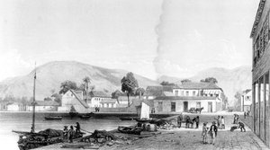 Aduana y Muelle de San Vicente, Trinidad, grabado por Eugene Ciceri, c.1850 de Jean Michel Cazabon