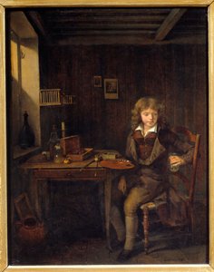 Un joven estudiante preparando los colores de su maestro Pintura de Jean Michel Grobon (1770-1853) Siglo XIX Lyon, Museo de Bellas Artes de Jean Michel Grobon