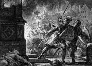 Luis VII el Joven o el Piadoso (1120-1180) hizo incendiar la iglesia de Vitry (Champaña) donde se habían refugiado los habitantes de Jean Michel the Younger Moreau
