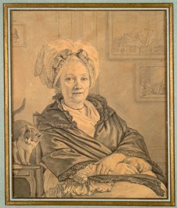 Mujer sentada con un gato, c. 1776 de Jean Michel the Younger Moreau