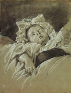 La cabeza de un niño dormido