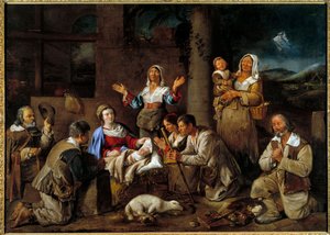 La Adoración de los pastores. Pintura de Jean Michelin (1623-1695) 1659 de Jean Michelin