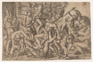 Combate de hombres desnudos, 1535-55 de Jean Mignon