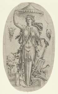 Término en forma de mujer con instrumento musical, 1535-55 de Jean Mignon