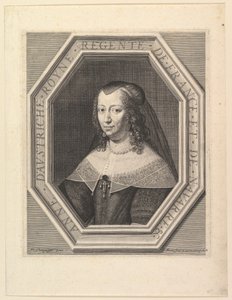 Ana de Austria, reina de Francia, en duelo de corte de Jean Morin
